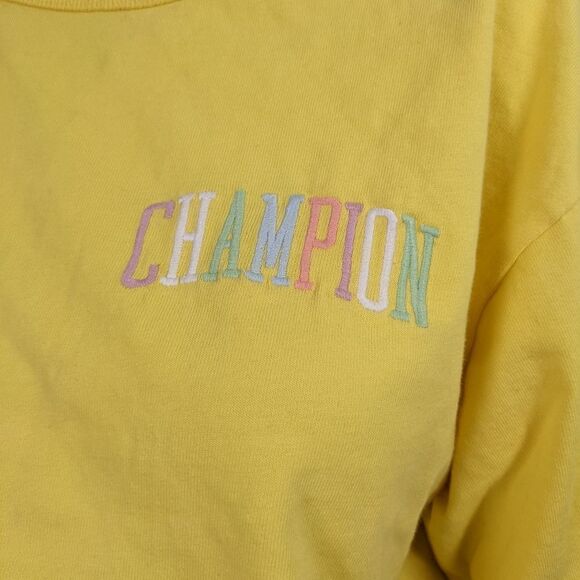 Champion cropped t-shirt pale yellow pastel size Medium - Picture 6 of 7